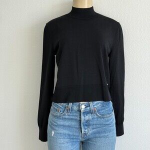 Sweaty Betty Black Knit Top Mock Neck Sweater S Coquette Balletcore Minimalist